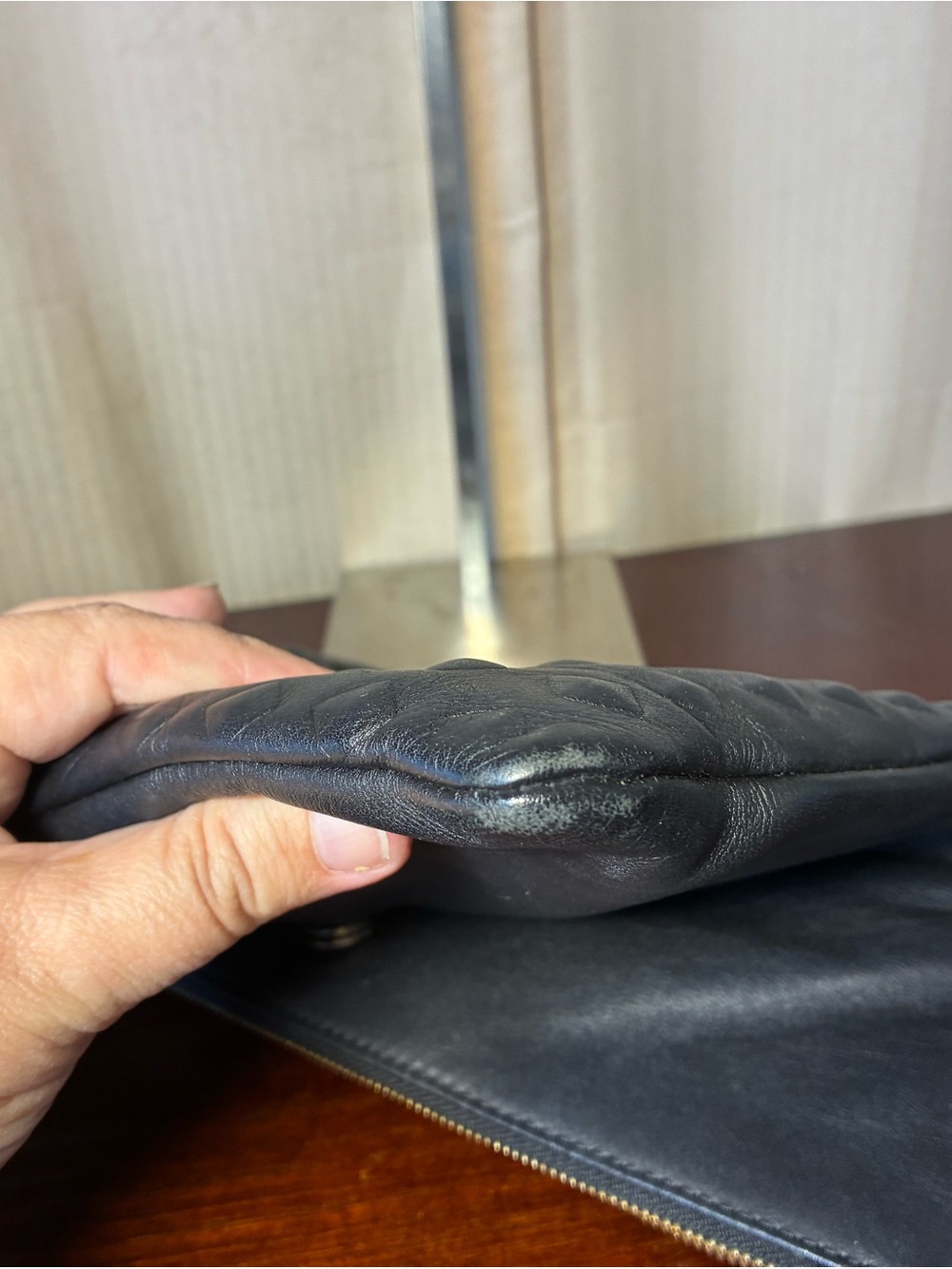 MCM Black Studded Leather Foldover Clutch - Picture 4 of 5